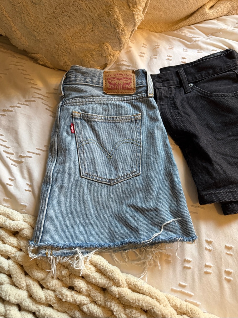 Levi's Light Blue Distressed Denim Mini Skirt